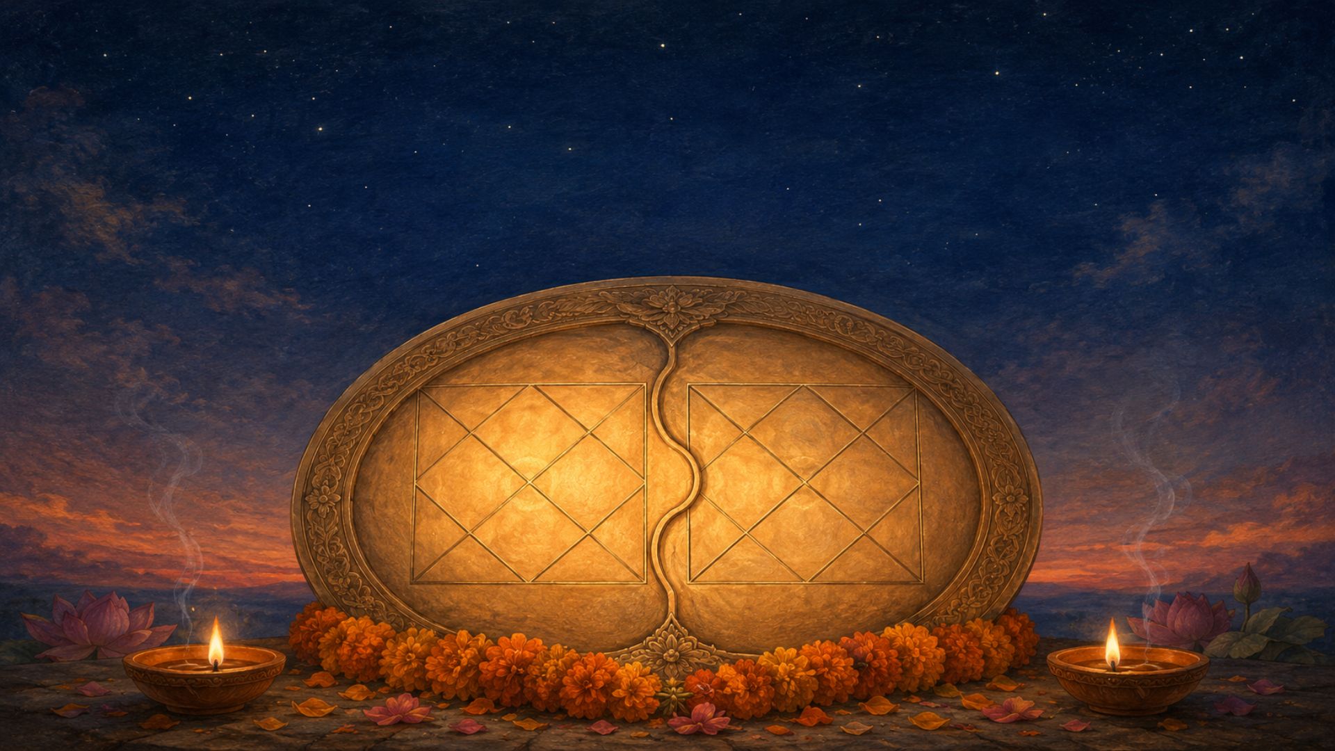 Marriage Compass — a Vedic reading of the 7th house, Navamsa and marriage timing from a single birth chart