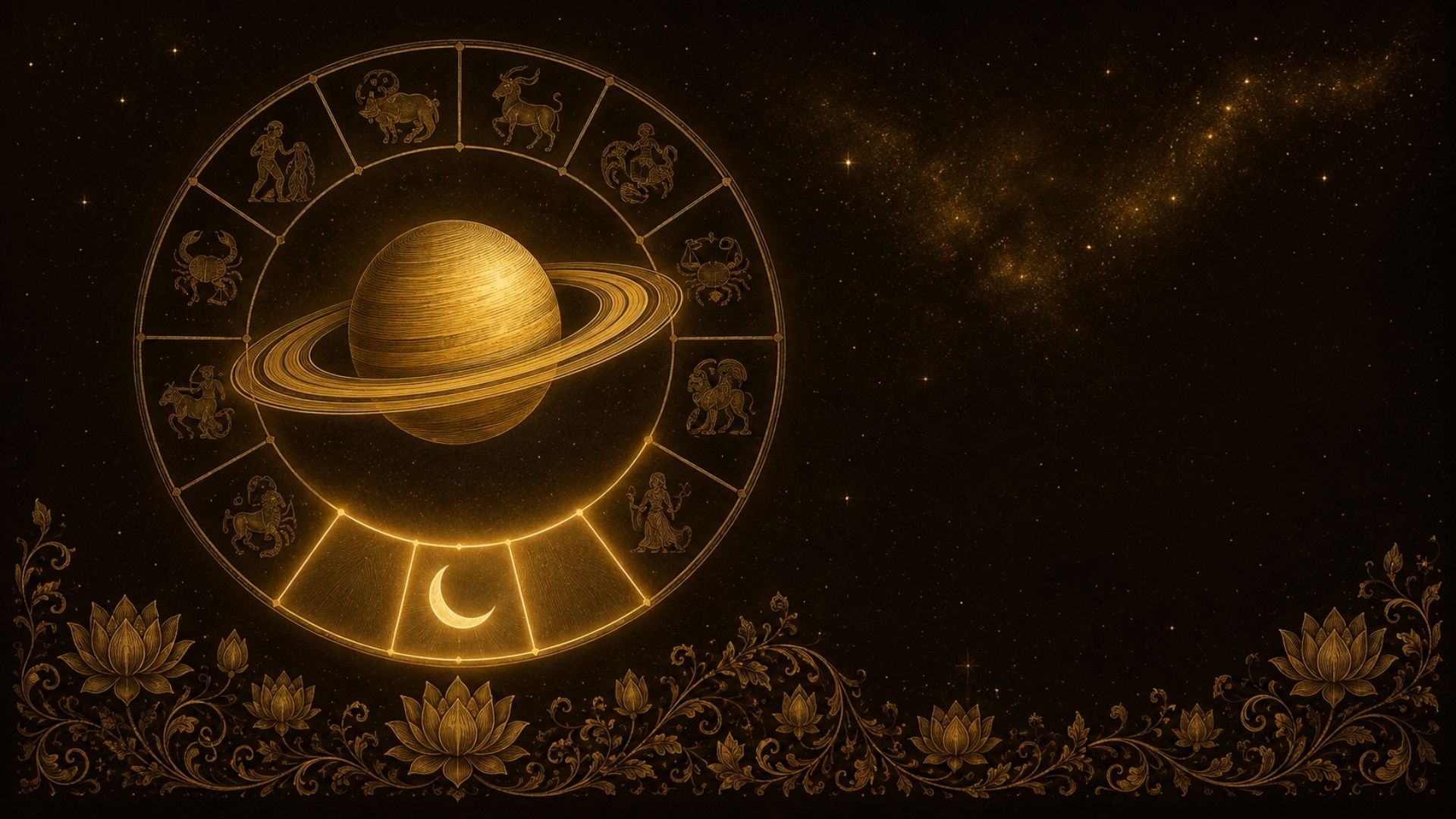 Sade Sati Compass — a Vedic reading of Saturn's seven-and-a-half-year transit around the natal Moon, with the exact months of each phase